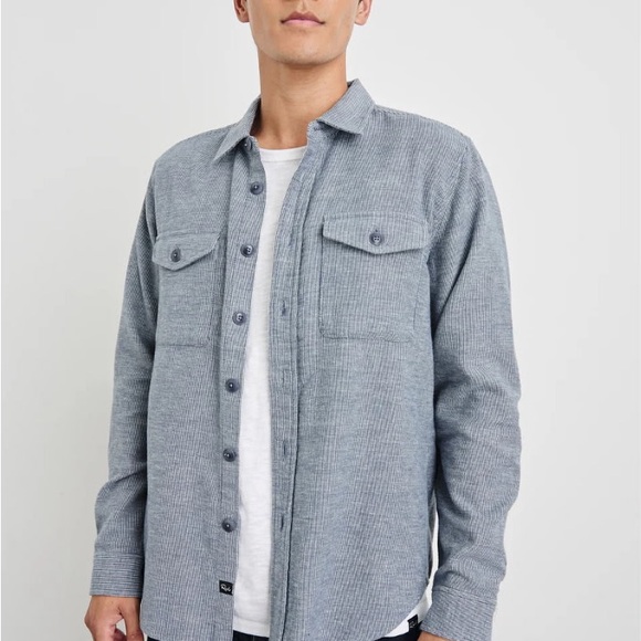 Rails Burr Shirt Jacket Men's Size Large 100% Cotton Denim White - Picture 1 of 15